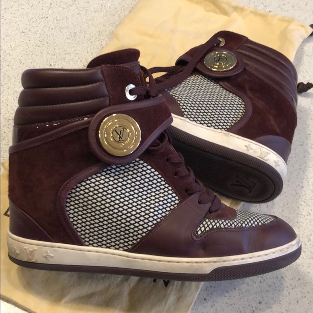 LV Leather/ suede High-Top Wedge Sneakers - Picture 5 of 6